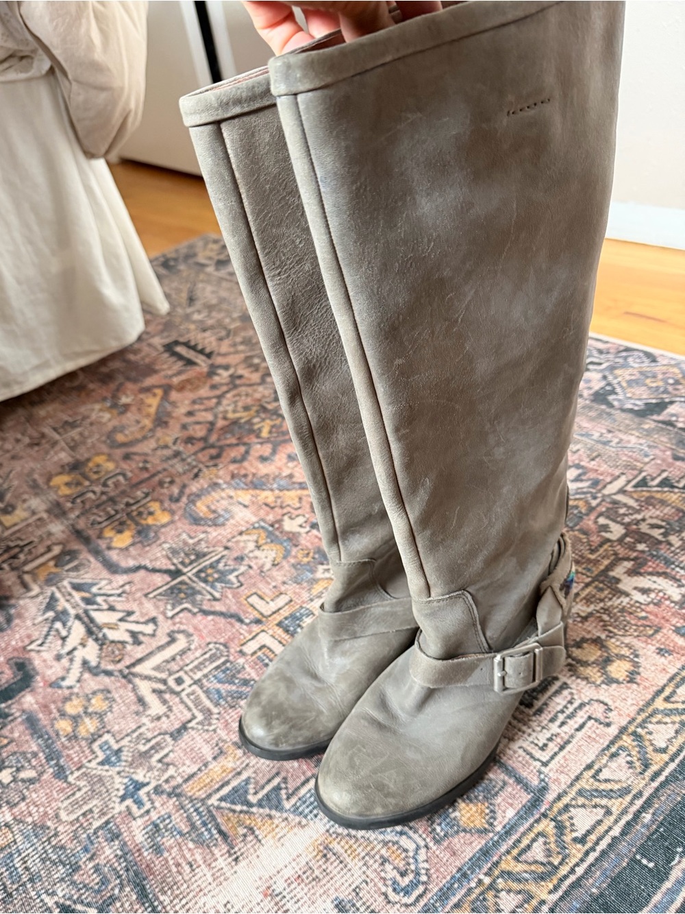 Lucky Brand Women’s 9 Tall Leather Riding Boots - Taupe/gray